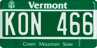 VT license plate KON466