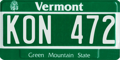 VT license plate KON472
