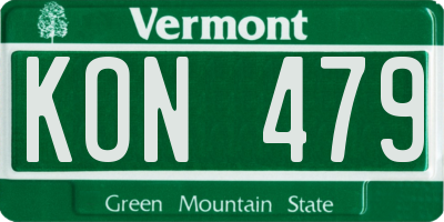 VT license plate KON479