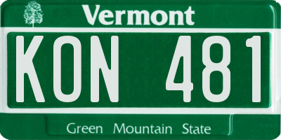 VT license plate KON481