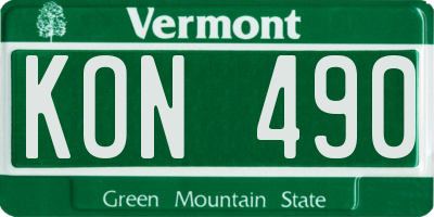 VT license plate KON490