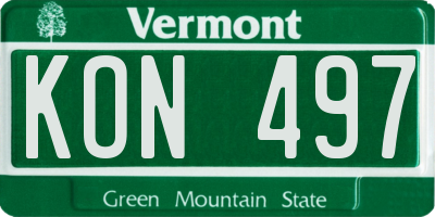 VT license plate KON497