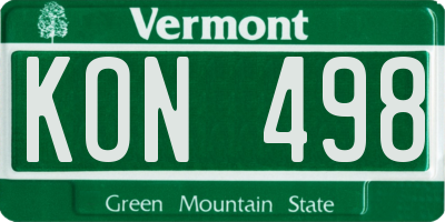 VT license plate KON498
