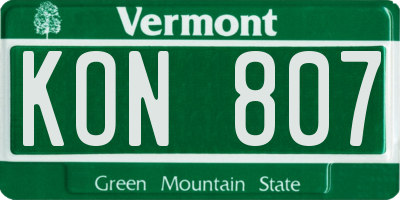 VT license plate KON807