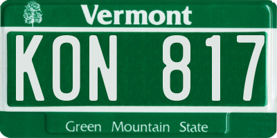 VT license plate KON817