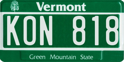 VT license plate KON818