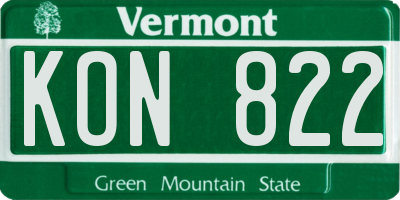 VT license plate KON822