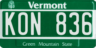 VT license plate KON836