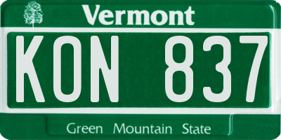 VT license plate KON837