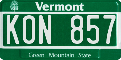 VT license plate KON857