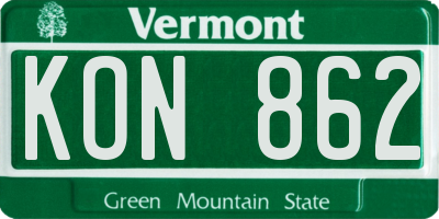 VT license plate KON862