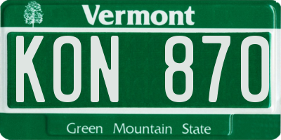 VT license plate KON870