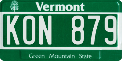 VT license plate KON879