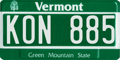 VT license plate KON885
