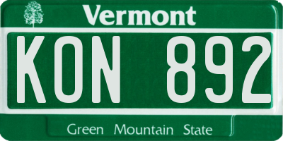 VT license plate KON892