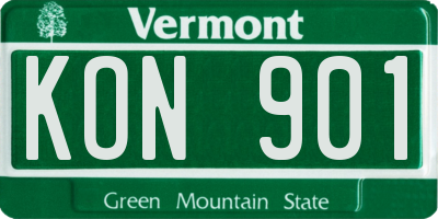 VT license plate KON901