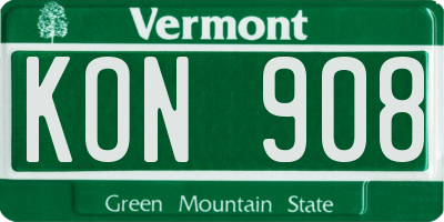 VT license plate KON908