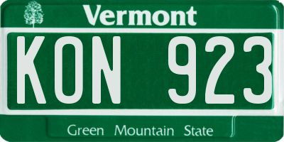 VT license plate KON923