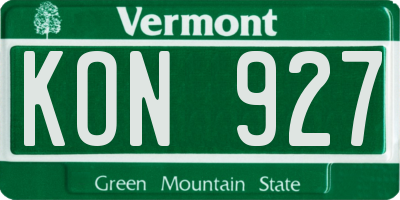 VT license plate KON927