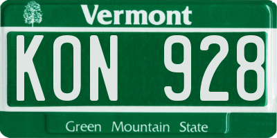 VT license plate KON928