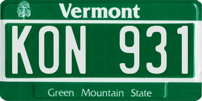 VT license plate KON931
