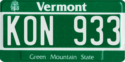 VT license plate KON933