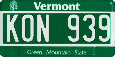 VT license plate KON939