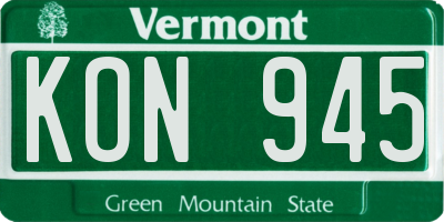 VT license plate KON945