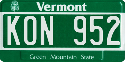VT license plate KON952