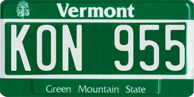 VT license plate KON955