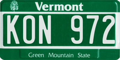 VT license plate KON972