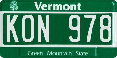 VT license plate KON978