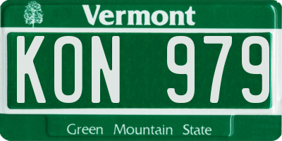 VT license plate KON979