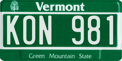 VT license plate KON981
