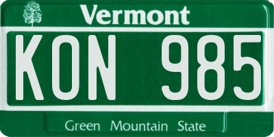 VT license plate KON985
