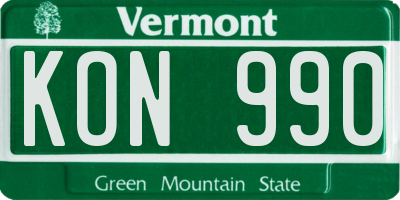 VT license plate KON990