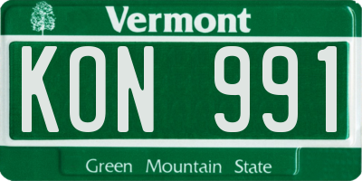 VT license plate KON991