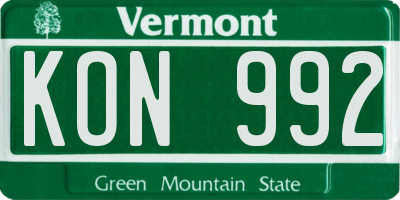 VT license plate KON992