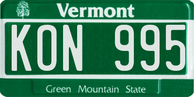 VT license plate KON995