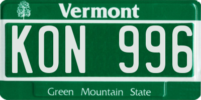 VT license plate KON996