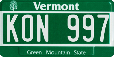 VT license plate KON997