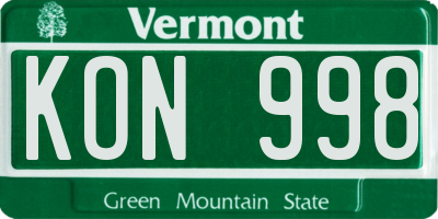 VT license plate KON998