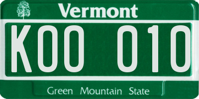 VT license plate KOO010