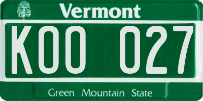 VT license plate KOO027