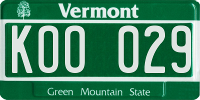 VT license plate KOO029