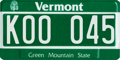 VT license plate KOO045