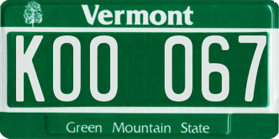 VT license plate KOO067