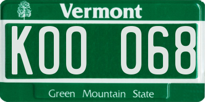 VT license plate KOO068
