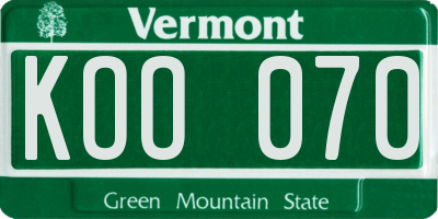 VT license plate KOO070