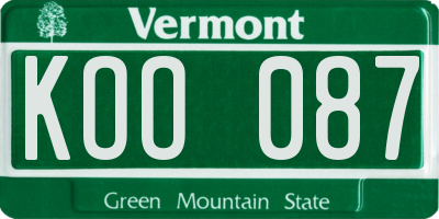 VT license plate KOO087